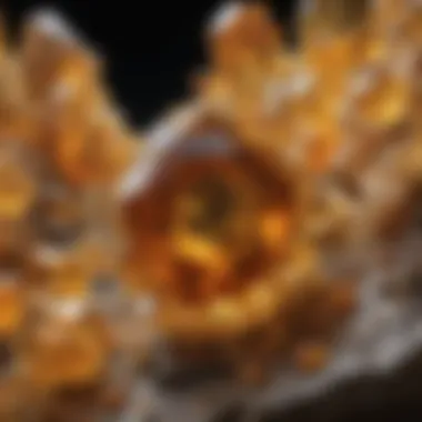 Artistic Citrine Display Artistic arrangement of citrine crystals emphasizing their clarity and radiant energy