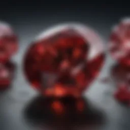 Close-up view of a vibrant red garnet gemstone showcasing its brilliance and color depth.