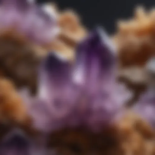 A close-up of sparkling amethyst crystals highlighting their natural beauty