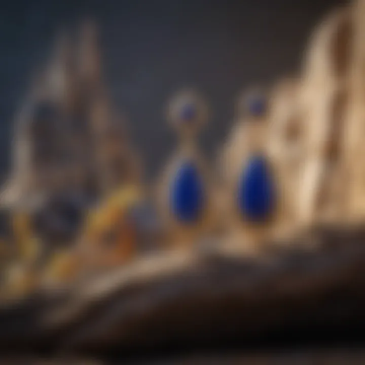 Artistic representation of lapis lazuli jewelry set against a luxurious backdrop