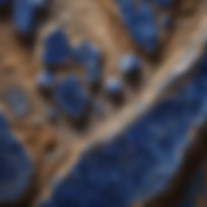 Close-up view of lapis lazuli in its natural form, highlighting unique textures