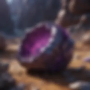 Natural Habitat of Sugilite Geological formation of sugilite in its natural environment, highlighting its mineral context
