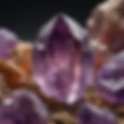A close-up view of amethyst quartz showcasing its vibrant purple hue.