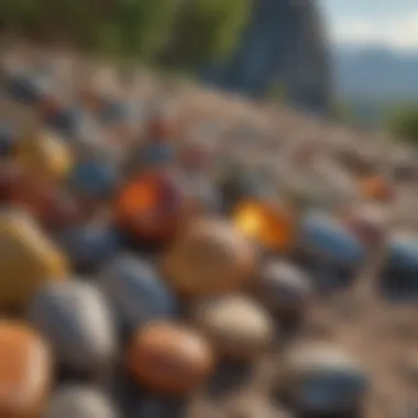 An array of polished stones displayed in a natural setting, highlighting their luster and appeal.