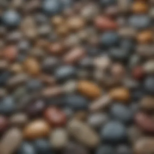 A close-up view of various polishing stones showcasing unique textures and colors.