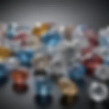 Variety of Diamond Types An elegant display of various diamond types and colors, emphasizing their beauty and diversity.