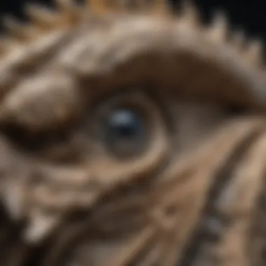 A close-up of a prehistoric fossil highlighting intricate details
