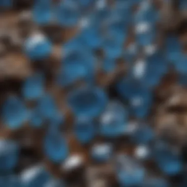 The Aesthetic Allure of Blue Crystals Highlighted Artistic display of blue crystals with brown lines emphasizing their beauty