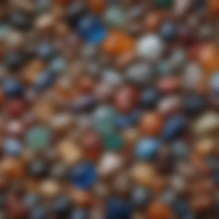 Close-up of a variety of gemstones collected from California's gem trails.
