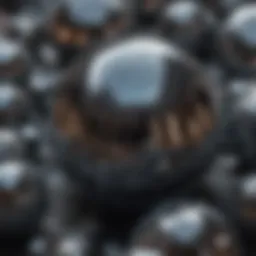 A close-up view of polished hematite showing its metallic luster