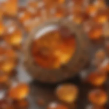 An artistic representation of the cultural significance attributed to orange gemstones across different civilizations