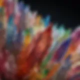 Close-up view of a rainbow crystal showcasing its vibrant colors and intricate patterns.