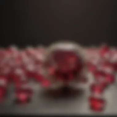 An expert examining the grading scale of rubies, illustrating the complexity of their valuation.
