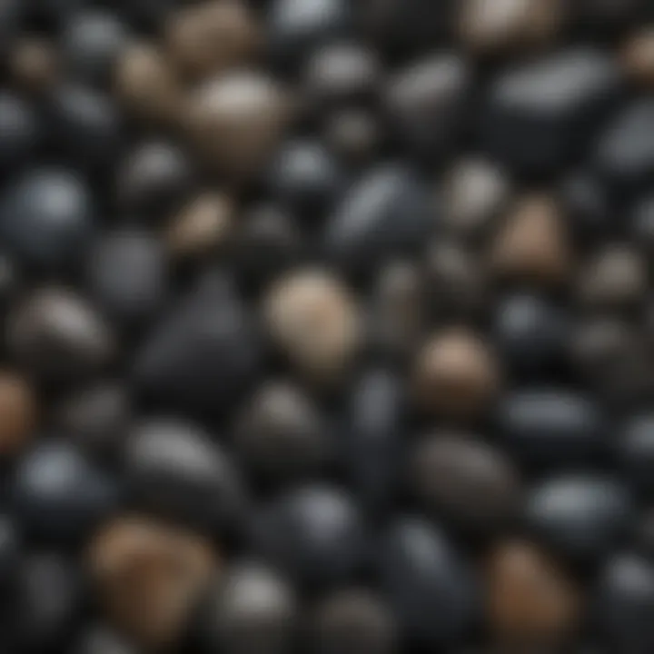 Collection of various types of obsidian rocks displayed together, highlighting their differences