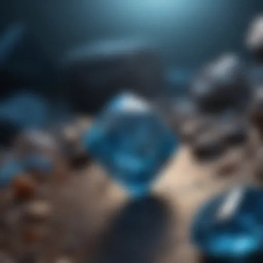 A vivid close-up of a rare blue diamond showcasing its brilliance and clarity.