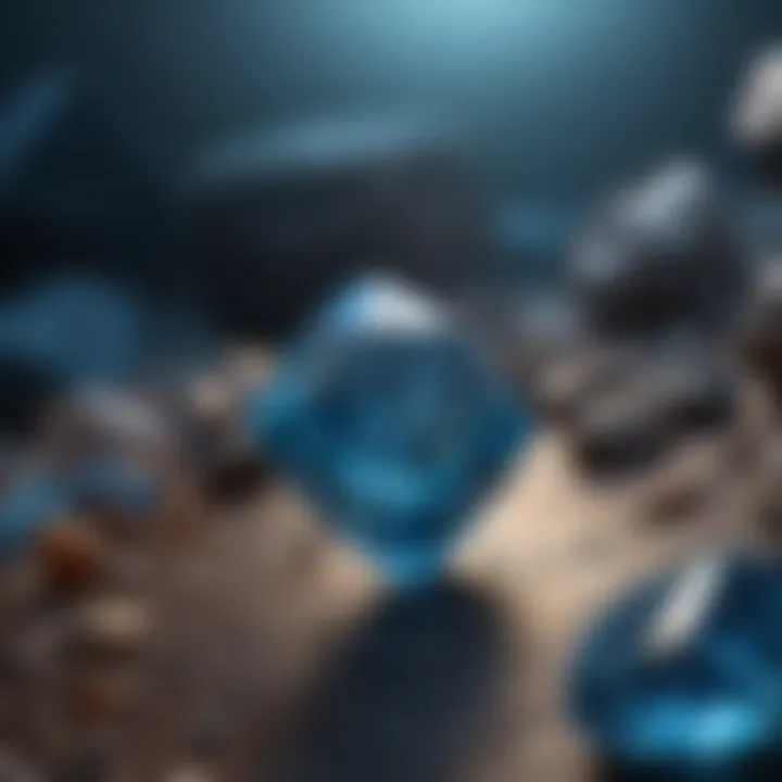 A vivid close-up of a rare blue diamond showcasing its brilliance and clarity.