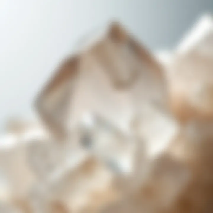 Close-up of a quartz crystal showcasing its intricate structure and clarity.