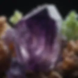 A close-up of a stunning amethyst crystal showcasing its brilliant purple hues and intricate formations.