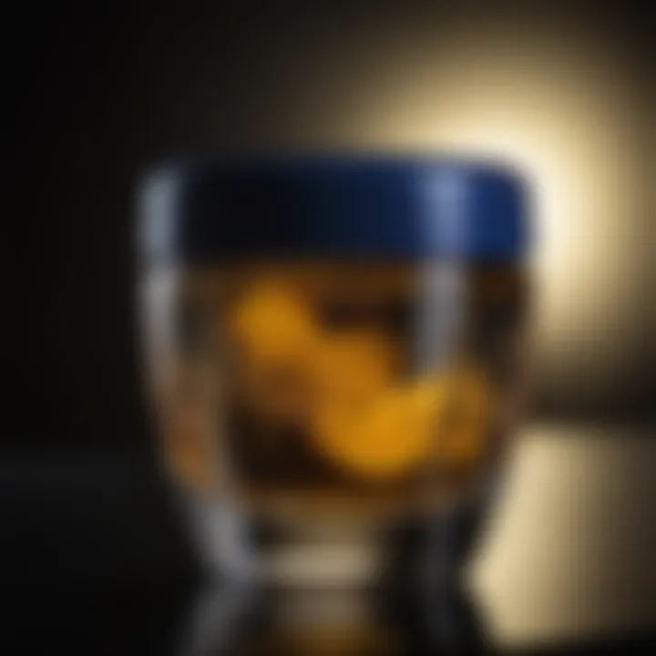 Fluorescence effect of vaseline glass in a dark setting