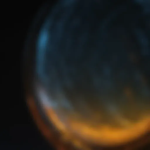 A close-up of glowing vaseline glass under black light