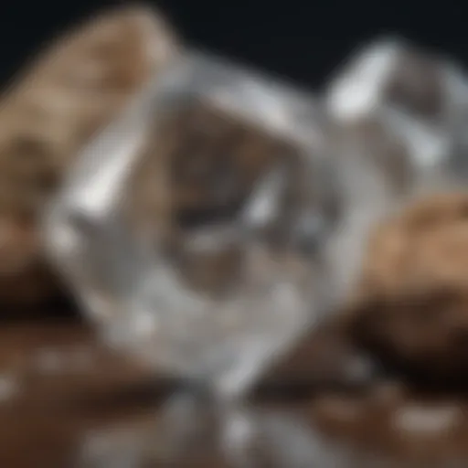 Close-up view of a Herkimer diamond showcasing its clarity and unique double-terminated shape.