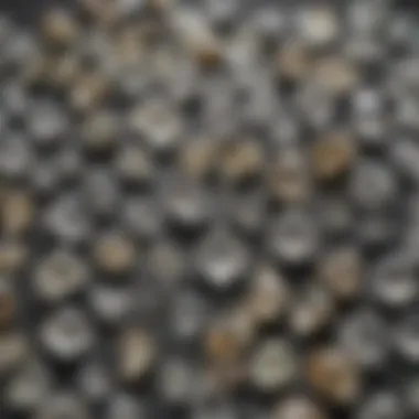 A geological display featuring various specimens of Herkimer diamonds with informative labels.