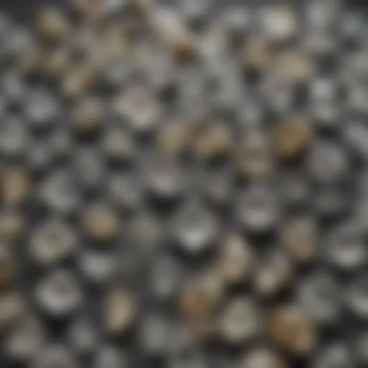 A geological display featuring various specimens of Herkimer diamonds with informative labels.