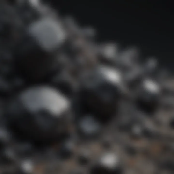 An illustration depicting the geological formation of black minerals