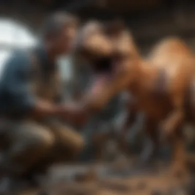 An Artist Crafting a Dinosaur Model An artist meticulously crafting a dinosaur model