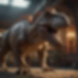 An exquisite large dinosaur model displayed in a museum