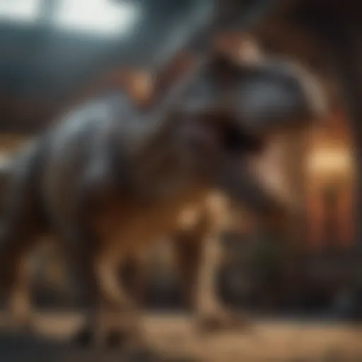 An exquisite large dinosaur model displayed in a museum