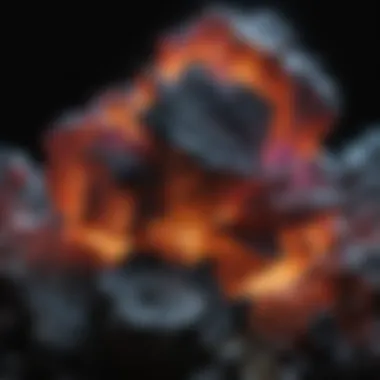 Close-up of a mineral showing fluorescence characteristics