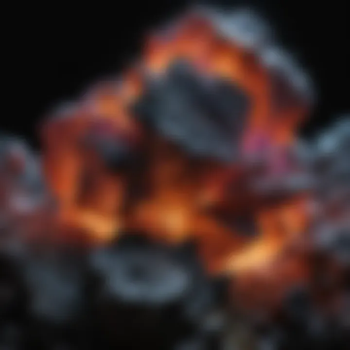 Close-up of a mineral showing fluorescence characteristics