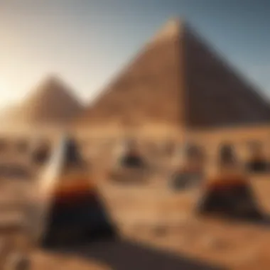 An artistic representation of onyx pyramids in a serene meditative environment.