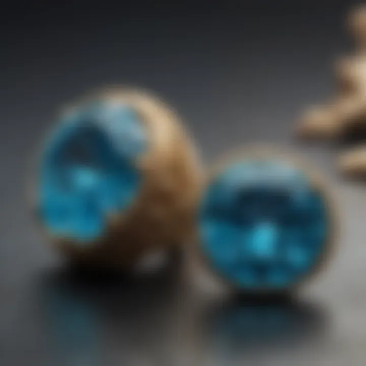 Artistic representation of blue zircon in various cultural contexts