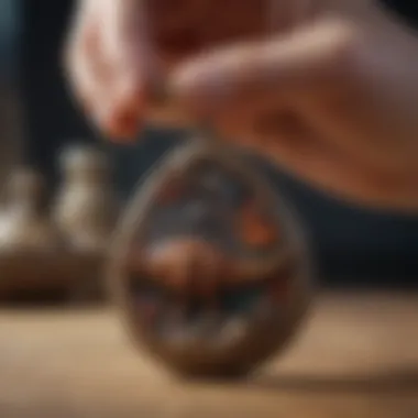 Artisan crafting a dinosaur bone pendant with precision and care.