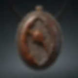 Close-up view of a dinosaur bone pendant showcasing intricate textures and patterns.