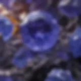 Close-up view of ion tanzanite showcasing its vibrant blue and violet hues