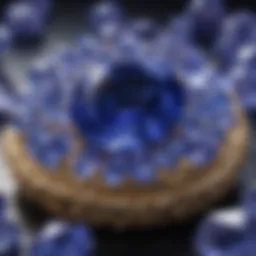 Vibrant display of tanzanite gemstones showcasing their rich hues