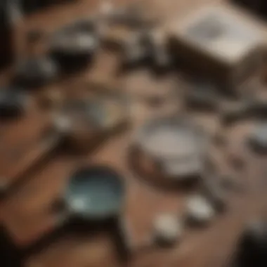 Various types of magnifying glasses arranged on a table