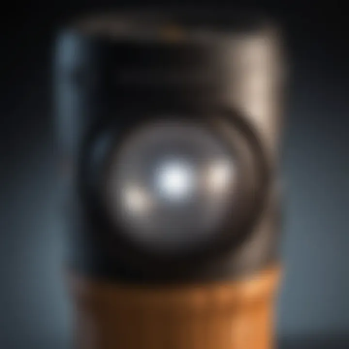 Close-up of UV flashlight technology components