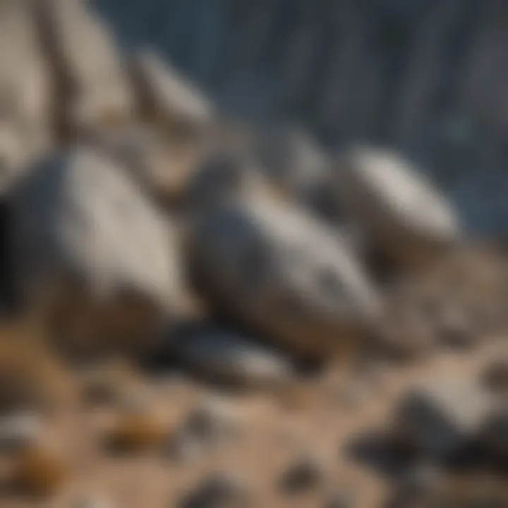 Geological formations featuring gray rocks in their natural habitat.