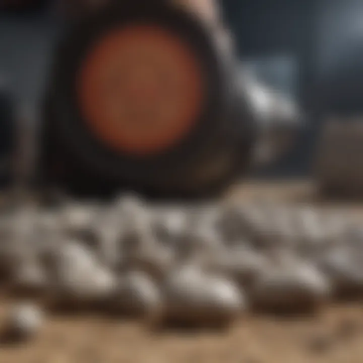 A close-up image of a hobby tumbler demonstrating the loading process of stones.