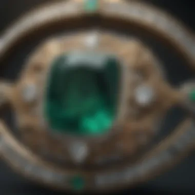 Emerald Jewelry Design A beautifully crafted piece of jewelry featuring a stunning emerald surrounded by diamonds