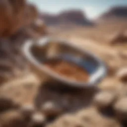 Close-up of a rock hunting scoop on a geological site