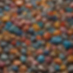 Display of various colorful minerals on a wooden table