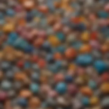 Display of various colorful minerals on a wooden table