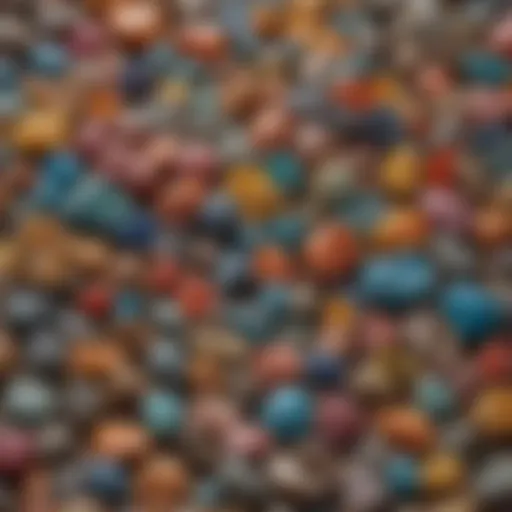 Display of various colorful minerals on a wooden table