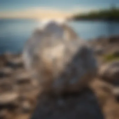 Natural setting of Yooperlite crystals along the shores of Lake Superior.