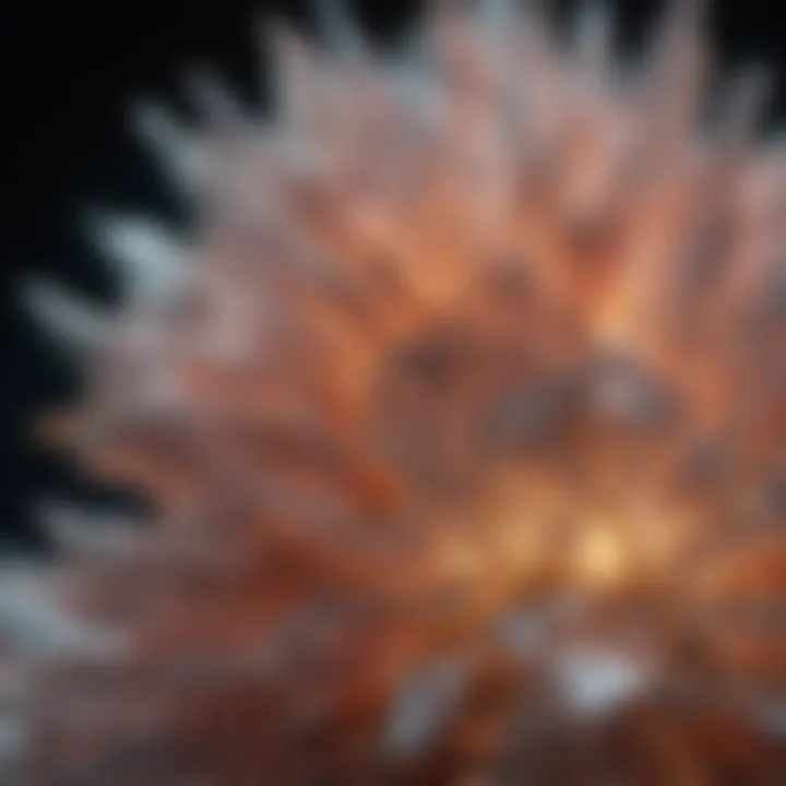Close-up of a crystal formation showcasing its intricate details.